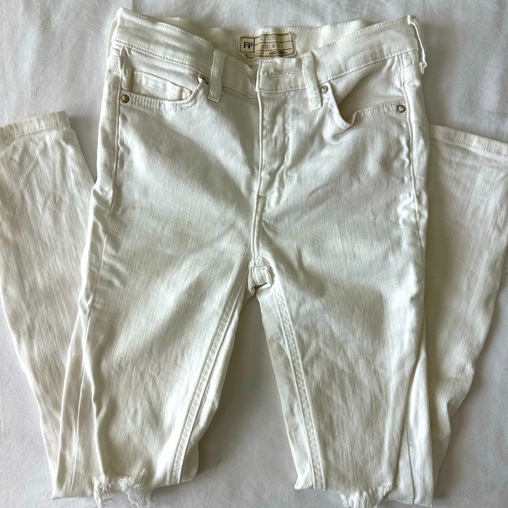 FREE PEOPLE White High-Rise Skinny Jeans SZ 25